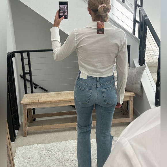 Cotton Candy LA Chic White Wrap Crop Top with Long Cuffed Sleeves Holiday Chic M - Picture 7 of 13